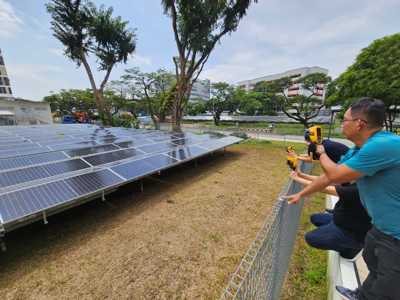 Solar panel inspection with thermal camera